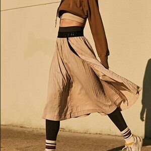 FP Movement Leisure Midi Skirt US Small Taupe Black Logo